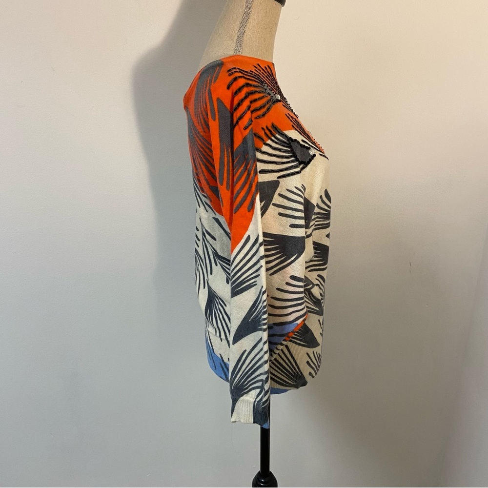 Abstract Patterned Crew Neck Sweater - Picture 2 of 13
